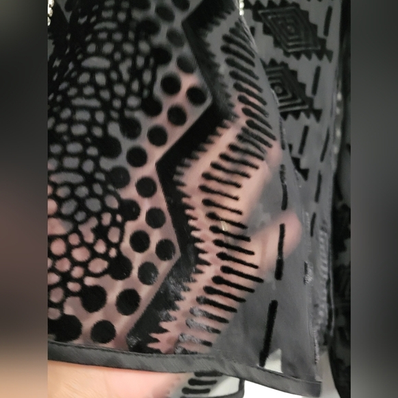 Yoana Baraschi Mesh Sheer Burnout Velvet Blouse Size XS Black - Picture 3 of 8